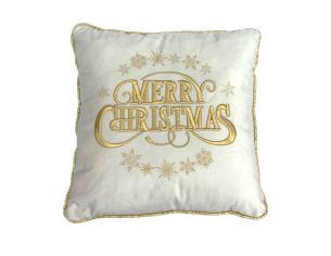 Coussin blanc Mery Christmas doré 47x47 cm