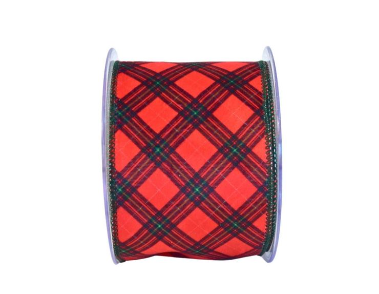 Ruban de Noël tartan velours H 10cm x 9m
